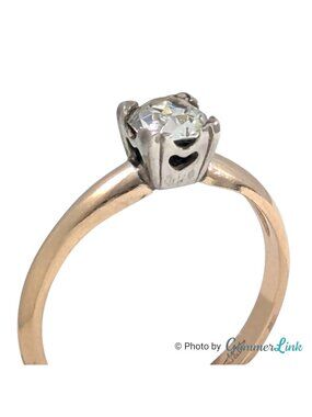 Antique Clark & Coombs 10K Gold Filled Sterling Sweetheart Paste Ring Sz 8